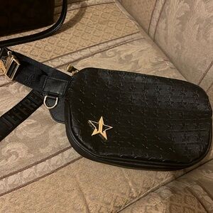 Jeffrey Star black faux leather Fanny pack